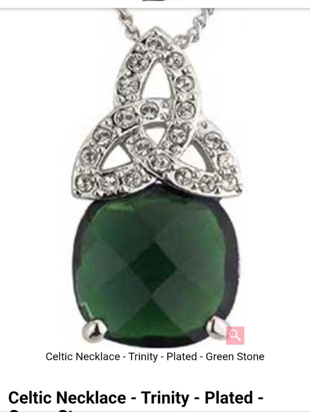 Trinity Celtic Pendant Green Stone And Paver Crystals Made In Ireland Tara